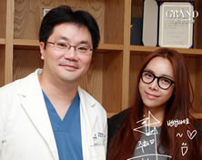 韩国高兰得整形外科医院歌手Ju Hui(8eight)与高兰得整形外科柳相旭院长合影