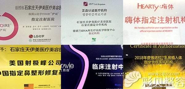 石家庄天伊美整形荣誉