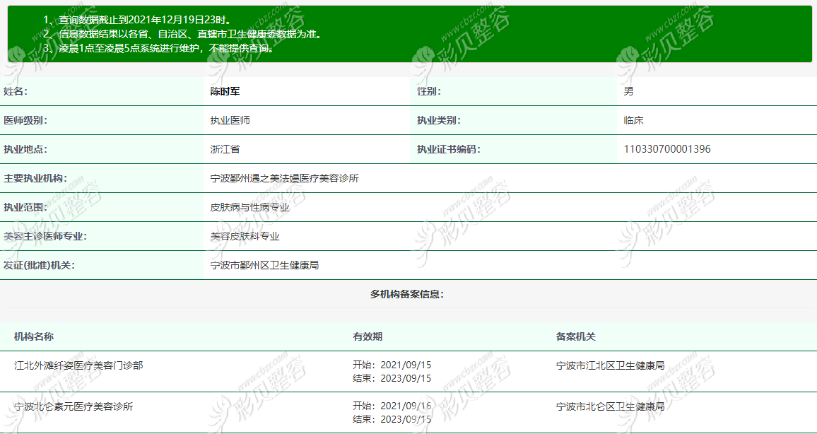 陈时军医生备案信息