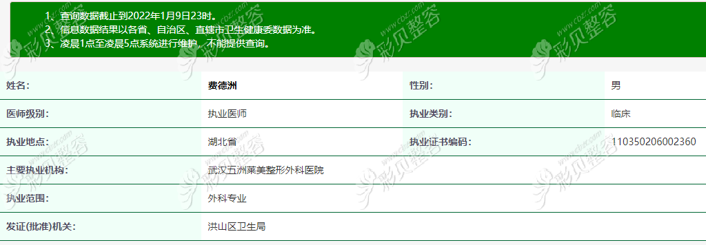 武汉五洲莱美整形外科医院费德洲