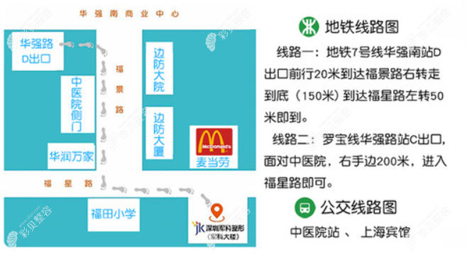 深圳军科整形地址 来院路线