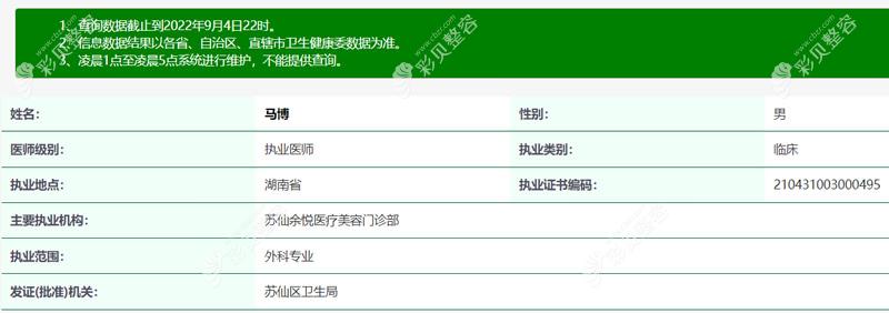 郴州苏仙余悦医疗美容门诊部马博医生个人简历