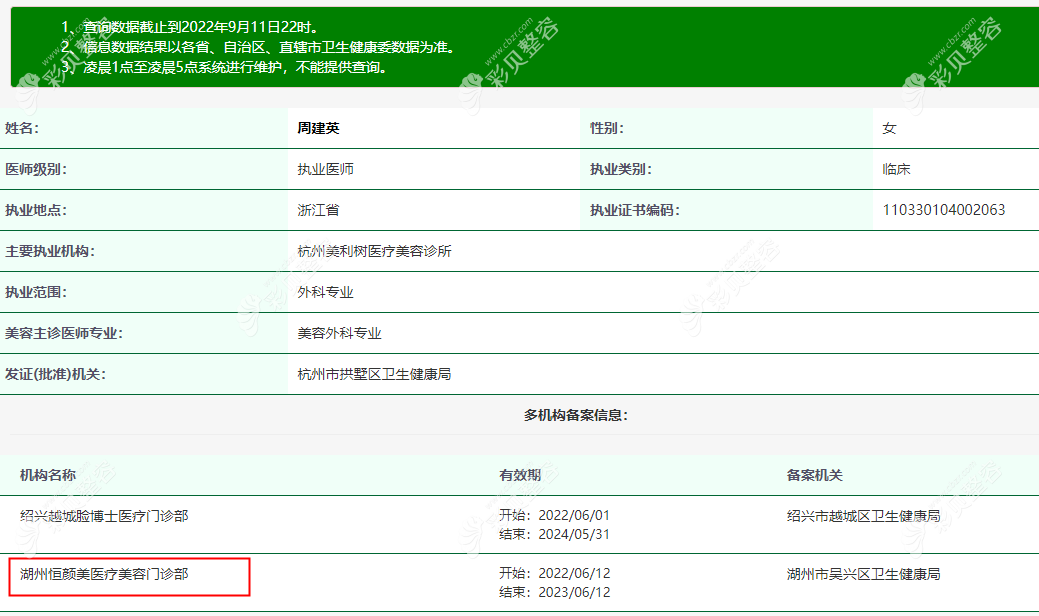 湖州恒颜美医疗美容门诊部周建英