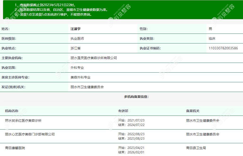 丽水星灵医疗美容诊所汪波宇
